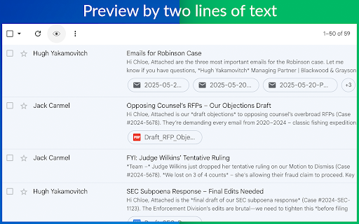 Gmail Message Preview by cloudHQ screenshot