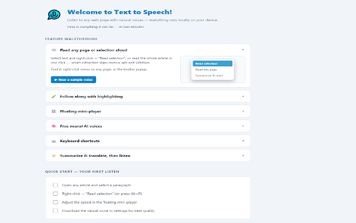 Text to Speech for Google Chrome™ screenshot