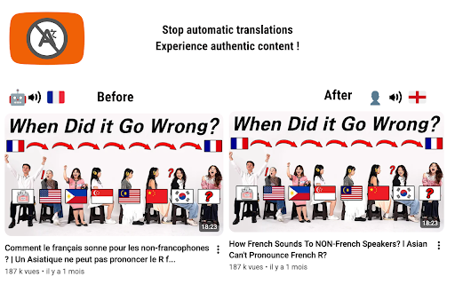 YouTube No Translation screenshot
