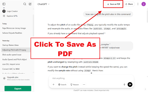 ChatGPT Elegant Exporter - Save ChatGPT to PDF, HTML, Markdown, or Text screenshot