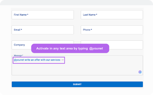 Younet: Personalized AI to write & respond screenshot