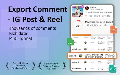 Instagram Reels & Post Comments Exporter to CSV- IGMate screenshot