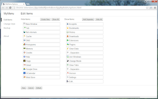 MyMenu screenshot