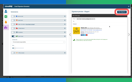 Email Signature Generator by cloudHQ screenshot