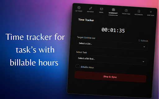 Save in ClickUp-Email,Screenshot,Task,Time,Schedule,Tags,Assignee,Capacity screenshot