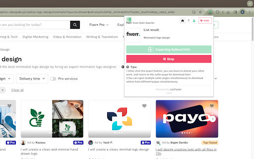 Fiverr Seller Exporter screenshot