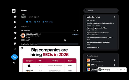 Feedwing - X-style layout for LinkedIn screenshot