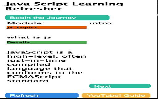 JavaScript Refresher - TechQuiza JS screenshot