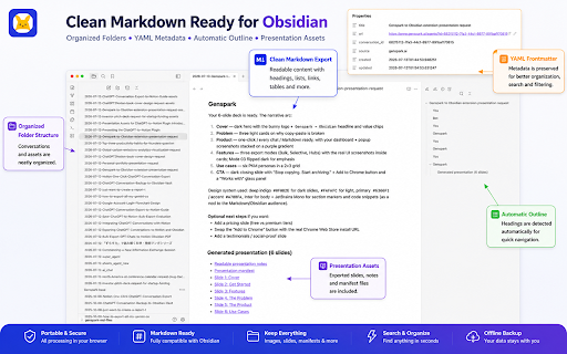 Genspark to Obsidian markdown file screenshot