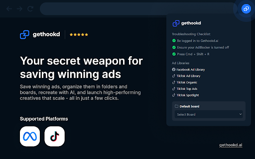 GetHookd.AI - Save ads from various libraries - Generate Ads screenshot