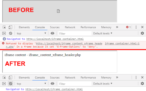 Ignore X-Frame headers screenshot