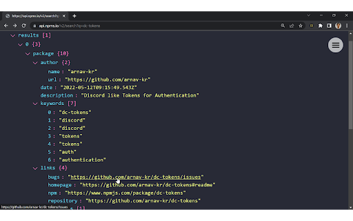 JSON Formatter screenshot