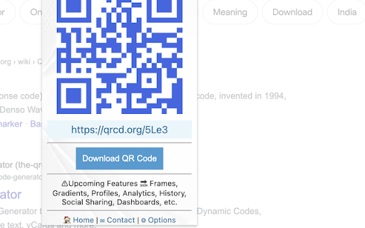 The QR Extension screenshot