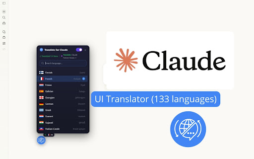 Claude AI: interface translator — English and 133 languages screenshot