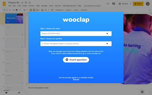 Wooclap for Google Slides screenshot