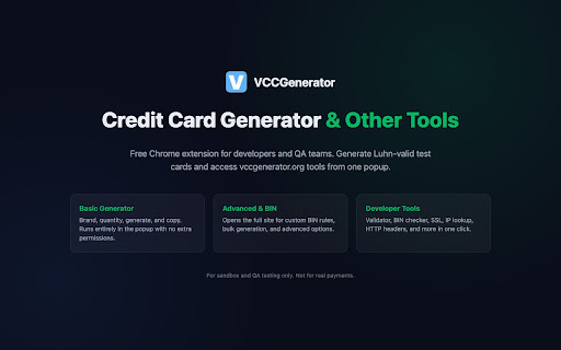 VCCGenerator - Credit Card Generator & Other Tools screenshot