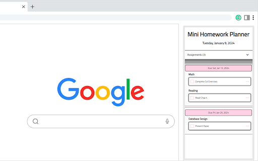 Mini Homework Planner screenshot