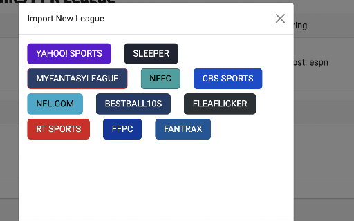 Footballguys Extension: Manage My Leagues screenshot