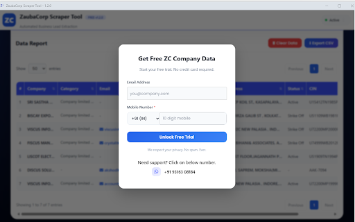 ZaubaCorp Scraper Tool – Scrape Company Leads screenshot