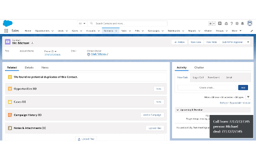 CallGear Salesforce integration screenshot