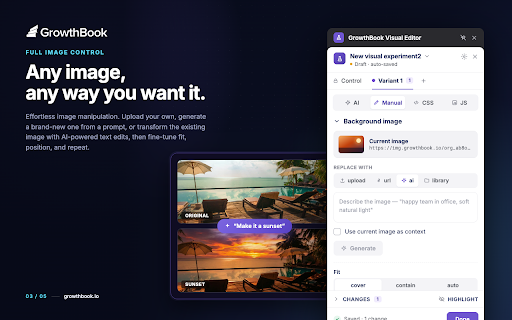 GrowthBook Visual Editor screenshot