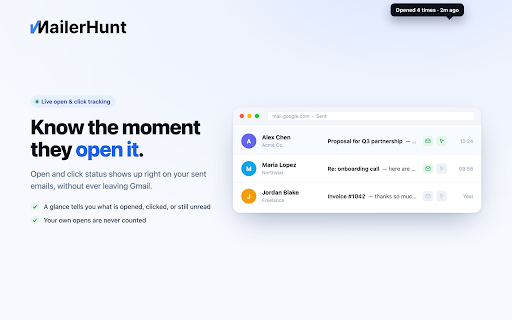 MailerHunt - Easy Email Tracker For Gmail screenshot