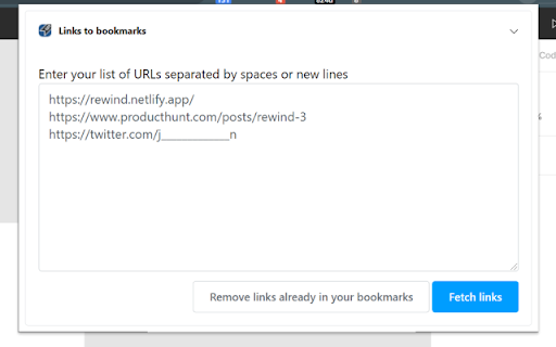 Links to Bookmarks screenshot