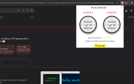 Dual Watch : World Clock Extension screenshot