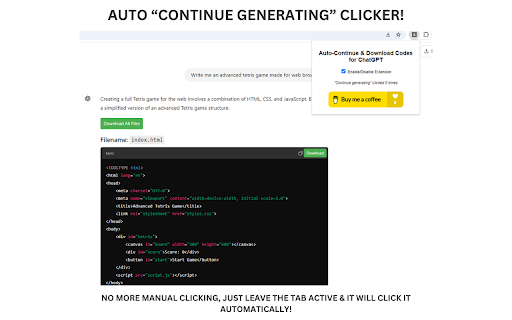 Auto-Continue & Download Codes for ChatGPT screenshot