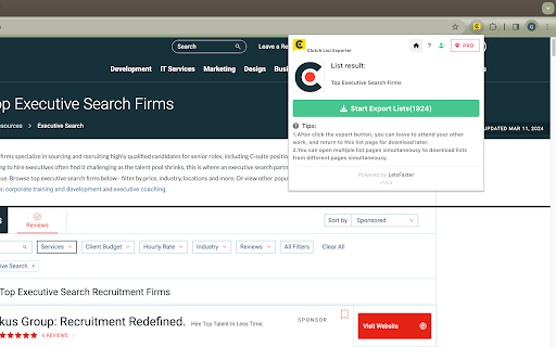 Clutch List Exporter screenshot