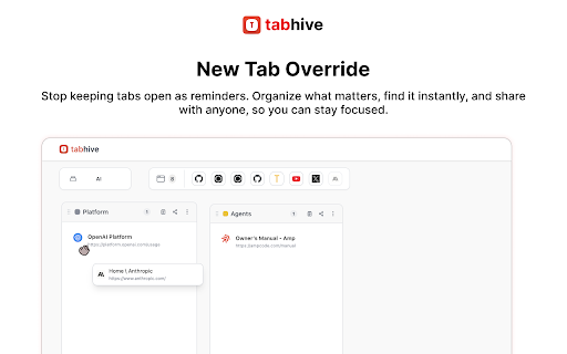 Tabhive - Start Page screenshot
