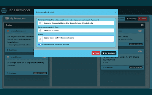Tabs Reminder screenshot