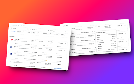 Award Travel Finder - Points & Miles on Google Flights screenshot