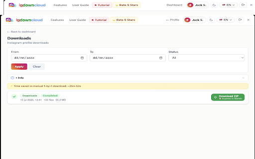 IgDownCloud – Instagram Bulk Downloader screenshot