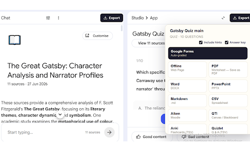 Super NotebookLM Exporter: PDF, Quiz & Flashcards screenshot