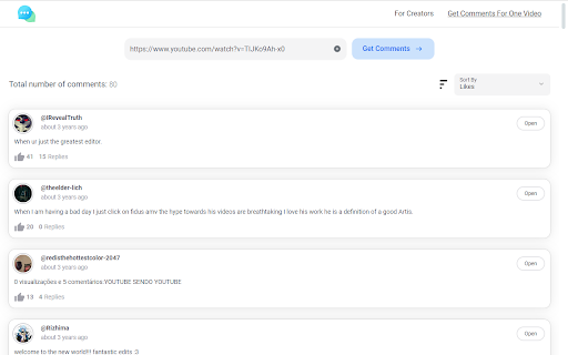 Sort Youtube Comments screenshot