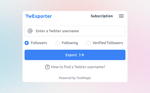 TwExporter - Export Twitter Followers screenshot
