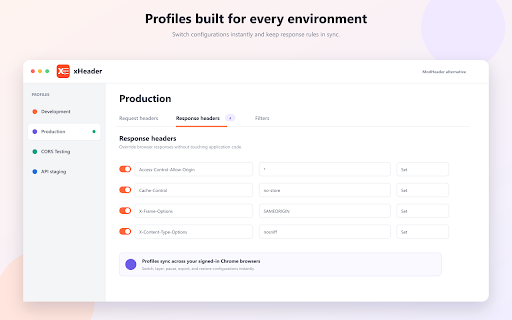 xHeader - Modify HTTP headers screenshot