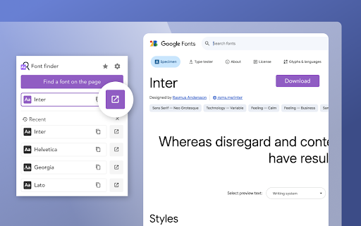 Font finder screenshot