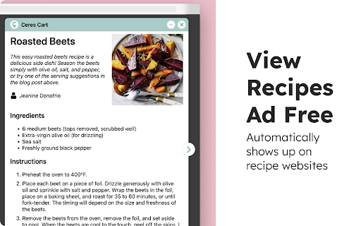 Recipe Reader & Grocery Finder | Ceres Cart screenshot