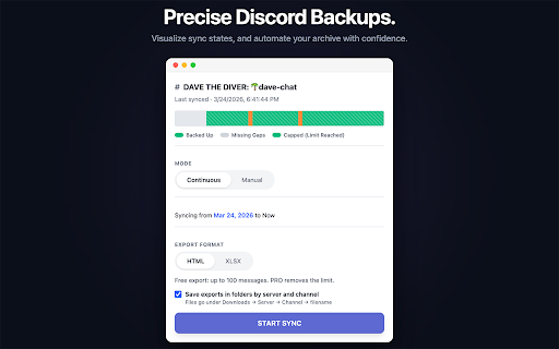 Discord Chat Exporter: Export to HTML/XLSX screenshot