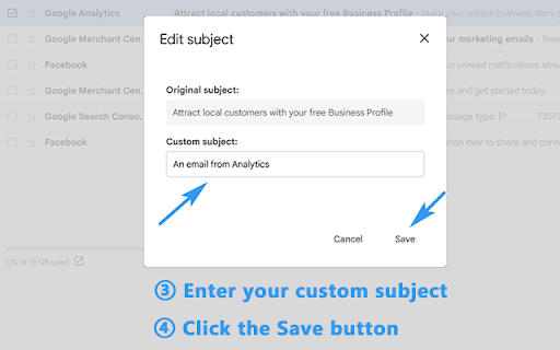 Change Subject Line for Gmail screenshot
