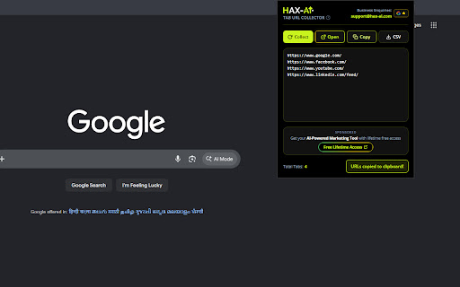 Tab URL Collector by HAX-AI screenshot