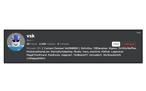 Roblox Mutual Friends screenshot