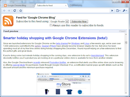 RSS Subscription Extension (by Google) screenshot