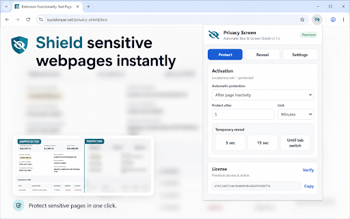 Privacy Screen - Automatic Webpage Blur & Screen Shield screenshot