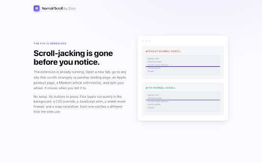 Normal Scroll — Disable Scroll-Jacking screenshot