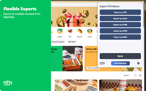 U-Delivery Scraper: Export Stores, Menus, Reviews & More screenshot