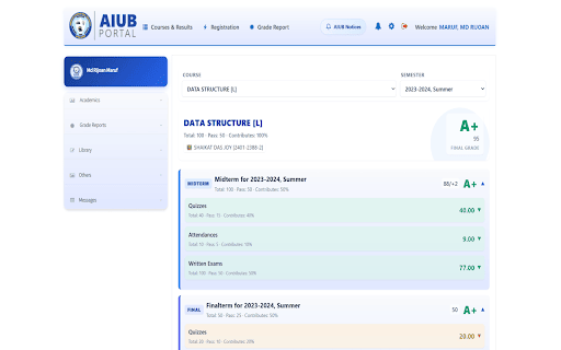 AIUB Portal+ screenshot