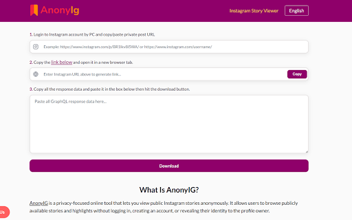 AnonyIG - Anonymous Instagram Story Viewer | View Public Stories Privately screenshot